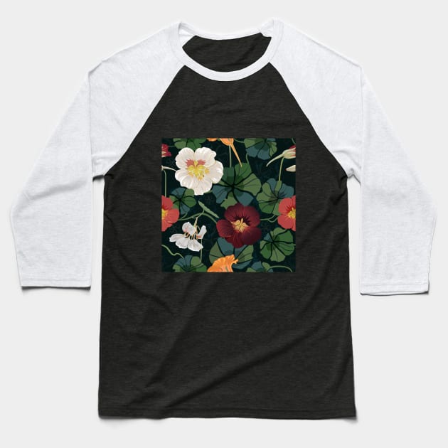 Garden nasturtium Baseball T-Shirt by Avisnanna